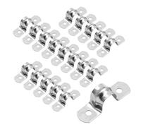 Abrazaderas De Tubo En U 50 Uds abrazaderas de conducto acero inoxidable correa dos agujeros soporte en U tubo rígido abrazadera Metal Clips tensión M5-M140 alta resistencia(M140-50pcs)