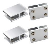 Abrazaderas de Vidrio 4 Piezas Soporte Vidrio 10mm-12mm Soporte Estante Cristal Abrazadera de Aleación de Aluminio para Gabinete Escalera Ducha Pared Clavijas Ajustables, 180 Grados