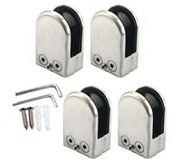 Abrazaderas de vidrio de acero inoxidable de 16 a 17 mm, soporte de estante ajustable, clip de vidrio para pasamanos, escaleras, ducha (4 piezas)