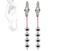 Abrazaderas para pezones Abrazaderas para pezones con 4 bolas de acero Abrazaderas para senos pesadas Estimulación erótica del pezón Juguetes sexuales fetiche ajustables1 par(Ø25mm)