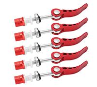 Abrazaderas para tija de sillín, aleación de aluminio de liberación rápida, abrazadera duradera para tubo de bicicleta, piñón fijo, bicicletas universales, juego de 5 uds. (Roja)