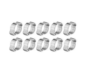 Abrazaderas para Tubos, Akozon 10pcs Abrazadera de Manguera Acero Inoxidable Dos Orejas Pipe Clip Hoop Plomería Sujetador Fule Petrol Pipe Tube(15-18MM)