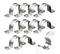 Abrazaderas rígidas para tubo, 10 unidades, soporte en U con dos agujeros, correa de dos agujeros, abrazadera rígida, abrazadera de metal, manguito de tubo, clips de sujeción, para mayor resistencia