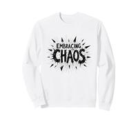 Abrazando el Caos: Declaración atrevida para los Rebeldes Sudadera, Unisex para Adultos, Blanco, M