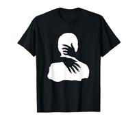 Abrazar Minimalista Oscuro Estética Sombra Manos Gráfi Camiseta