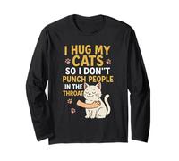 Abrazo a mis Gatos para no Golpear a la Gente en la Garganta Manga Larga