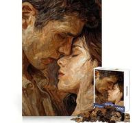 Abrazo Apasionado︰ Retrato de Amantes con técnica Impasto Rompecabezas de 1000 Piezas para Adultos Juego de Rompecabezas para ejercitar la Mente y relajar la Mente Bordes Afilados Regalo Premium