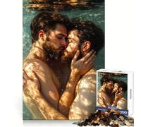 Abrazo bajo el Agua: Rompecabezas de Pareja Gay Enamorada de 1000 Piezas para Adolescentes Claridad Mental, distracción Suave, Navidad (38x52cm)