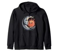 Abrazo Celestial del Sol y la Luna - Arte de armonía cósmica mística Sudadera con Capucha