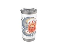 Abrazo celestial del sol y la luna - Arte de armonía cósmica mística Vaso térmico de acero inoxidable de doble pared