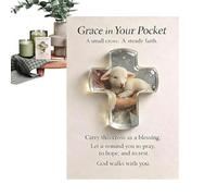 Abrazo cruzado - Abrazo de bolsillo en miniatura acrílico de 8x6 cm | Recuerdo cruzado, gracia en su bolsillo, religioso 2D, regalo de ficha de oración ligero, símbolo de fe portátil para adult