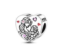 Abrazo de abalorio cómico de madre e hija, abalorio para pulsera, collar de pulsera Pandora compatible con