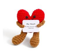 Abrazo de bolsillo con forma de corazón de lana para tejer y amuleto de la suerte Little Hug, regalo de ánimo, Punto Motivador Regalo para Familiares Colega Amigos Parejas Niños