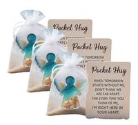 Abrazo de Bolsillo de Ángel en Memoria de Los Fallecidos, Apoyo Emocional para El Duelo, Ángel Playero con Tarjeta, Simbolismo Curativo y Guardián de La Memoria, (3pcs)