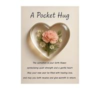 Abrazo de bolsillo de flores, doce tipos de fichas de flores, mini recuerdo en forma de corazón con tarjeta de bendición para aliento y apoyo emocional, día de San Valentín, día de la madre