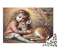 Abrazo de Ciervo Infantil Puzzle 1000 Piezas Papel Reciclado para Adultos Puzzle para Adultos Juego Familiar Divertido y desafiante Regalo Divertido para casa Excelente Idea de Regalo 38x26cm/1000pcs