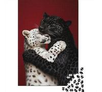 Abrazo de Leopardos Puzzle de 1000 Piezas Puzzle para Adultos Papel Compañerismo Animal Relajación Decoración Regalo Familiar 38x26cm/1000pcs