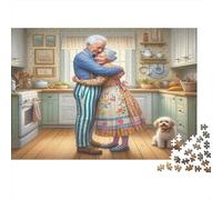 Abrazo de Pareja de Ancianos Puzzle 1000 Piezas Papel Reciclado para Adultos Puzzle para Adultos Juego Familiar Divertido y desafiante para Adultos y niños a Partir de 12 años 70x50cm/1000pcs