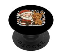 Abrazo de Reno de Papá Noel PopSockets PopGrip Adhesivo