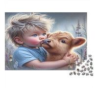 Abrazo de Ternero Puzzles 1000 Piezas Papel Reciclado para Adultos Puzzle para Adultos Juego Familiar Divertido y desafiante Actividad Divertida para casa Excelente Idea de Regalo 52x38cm/1000pcs