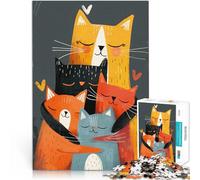 Abrazo Familiar de Gatos Puzzles de 1000 Piezas para Adolescentes Juguetes de Juego para Regalo Familiar Trato como Regalo para Toda la Familia 38x26cm