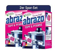abrazo Olla y sartén | 16 Cojines de Limpieza, 2 x 8 Unidades para ollas y Cocina, Esponja de Lavado con jabón Vegetal Vegano, Esponja de Cocina, Esponja de Limpieza