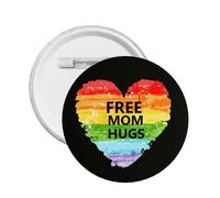Abrazos de mamá gratis, pines del mes del orgullo LGBTQ, broche redondo, botón, insignia, pegatinas, letrero, pin de metal