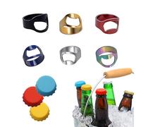 Abrebotellas anillo, 6 piezas anillos abrebotellas de cerveza, anillo de 22 mm, sacacorchos de metal inoxidable colorido, anillo de dedo frío abrebotellas creativo para hombre mujer artículos para
