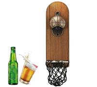 Abrebotellas con imán, abridor de botellas de cerveza, abrebotellas YIDM montado en la pared, abridor de cerveza de madera vintage, abrebotellas con imán, abridor de botellas magnético para amantes de