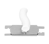 Abrebotellas de acero inoxidable, abrelatas manual telescópico ajustable, herramienta para abrir tarros para cocina, uso doméstico con mango de ABS, blanco y plateado, 3,3x2,5x1,7