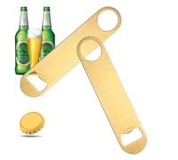 Abrebotellas De Cerveza De 2 Piezas, Abrebotellas Plano De Acero Inoxidable Color Oro De 7 Pulgadas Con Agujero Para Colgar Para Cocina, Restaurante O Barman(02)