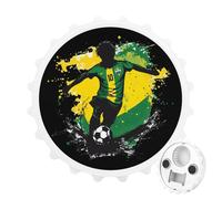Abrebotellas de cerveza magnético con la bandera de Brasil, diseño de jugador de fútbol americano divertido para decoración de refrigerador, estilo blanco