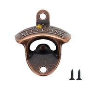 Abrebotellas de Pared,1 pcs Abridor Cerveza Abridor de Botellas Abrebotellas Cerveza Destapador de Botellas Vintage con Tornillos Montados, para Cocinas, bares, Restaurantes, Cafés(Bronce Rojo)
