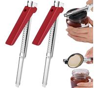 Abrebotellas de Tarro,Abrebotellas para Personas Mayores,Abrelatas de Metal Herramienta Abrelatas de Conservas,Mango Ajustable,Apto para Personas Mayores y Personas con Manos Débiles (2 Piezas Rojas)