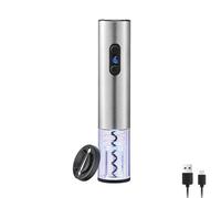 Abrebotellas de vino eléctrico, abrebotellas de vino recargable con cortador de papel de aluminio y luz LED, removedor de sacacorchos de vino inalámbrico, regalo automático (acero inoxidable)