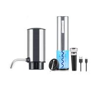Abrebotellas de vino eléctrico rápido sacacorchos eléctrico aireador de vino con textura de acero inoxidable para fiestas y restaurantes, abridor recargable por USB