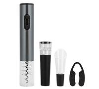 Abrebotellas de vino eléctrico Sacacorchos automático con cortador de papel de aluminio Vertedor Tapón de vacío Acero inoxidable Portátil con batería para amantes del vino (Gris Plata)