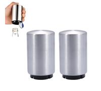 Abrebotellas magnético de acero inoxidable, abrebotellas de cerveza con imán, abridor de botellas de cerveza push up para botellas de tapón de botella, para casa, pub, exterior, camping (plata)