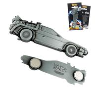 Abrebotellas magnético de Delorean con licencia oficial de Regreso al Futuro - Imán de metal para nevera - 144 x 33,5 mm