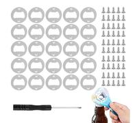 Abrebotellas redondo de acero inoxidable, plateado, 4 cm, kit de bricolaje con tornillos y destornillador, paquete de 25