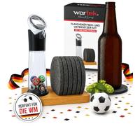 Abrebotellas Wortk con recipiente colector + juego de posavasos de fieltro para vasos con soporte de madera Posavasos de cristal Gadgets de cocina