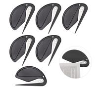 Abrecartas negro, 6 unidades de abridor de cartas, cuchillo de papel de aluminio con hoja de metal, mini abridor de sobres, abridor de sobres para paquetes, caja de papel, sobre slitters