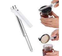 Abrelatas, abridor de vidrio, abrebotellas ajustable, abrebotellas para personas mayores, abridor de tapas para tarros de rosca, abretapas de vidrio para artritis de acero inoxidable. (1- blanco)