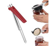 Abrelatas, abridor de vidrio, abrebotellas ajustable, abrebotellas para personas mayores, abridor de tapas para tarros de rosca, abretapas de vidrio para artritis de acero inoxidable. (1- rojo)