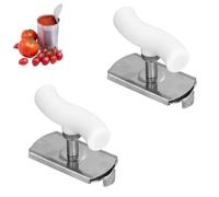 Abrelatas de acero inoxidable, 2 abridores de botellas, pinza manual para tapa de tarro con mango ergonómico para personas mayores con borde liso (White)