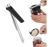 Abrelatas de artritis sin esfuerzo, abrelatas ajustable, abrebotellas para personas mayores, abridor de tapas de cristal fácil de abrir, abretapas de cristal para artritis de acero inoxidable (negro)