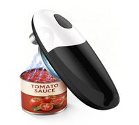 Abrelatas eléctrico, abrelatas automático de un solo toque, fácil de cortar lateralmente, todos los tamaños de latas con borde liso, manos libres, funciona con pilas, accesorio de cocina seguro para