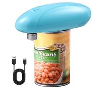 Abrelatas eléctrico, abrelatas mejorados de un solo toque para manos con artritis, corte de borde suave, carga USB tipo C, elevador de tapa integrado, abrelatas eléctrico recargable (azul)