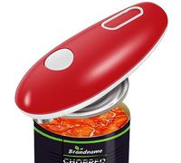 Abrelatas eléctrico, borde liso, abrelatas One Touch, portátil, inalámbrico, sin bordes afilados, para chefs, niños y personas mayores con artritis (rojo)