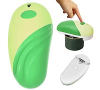 Abrelatas eléctrico para cualquier tamaño de lata, manos libres, apto para alimentos, automático, portátil, funciona con pilas para personas mayores con borde liso verde - Abridores eléctricos para